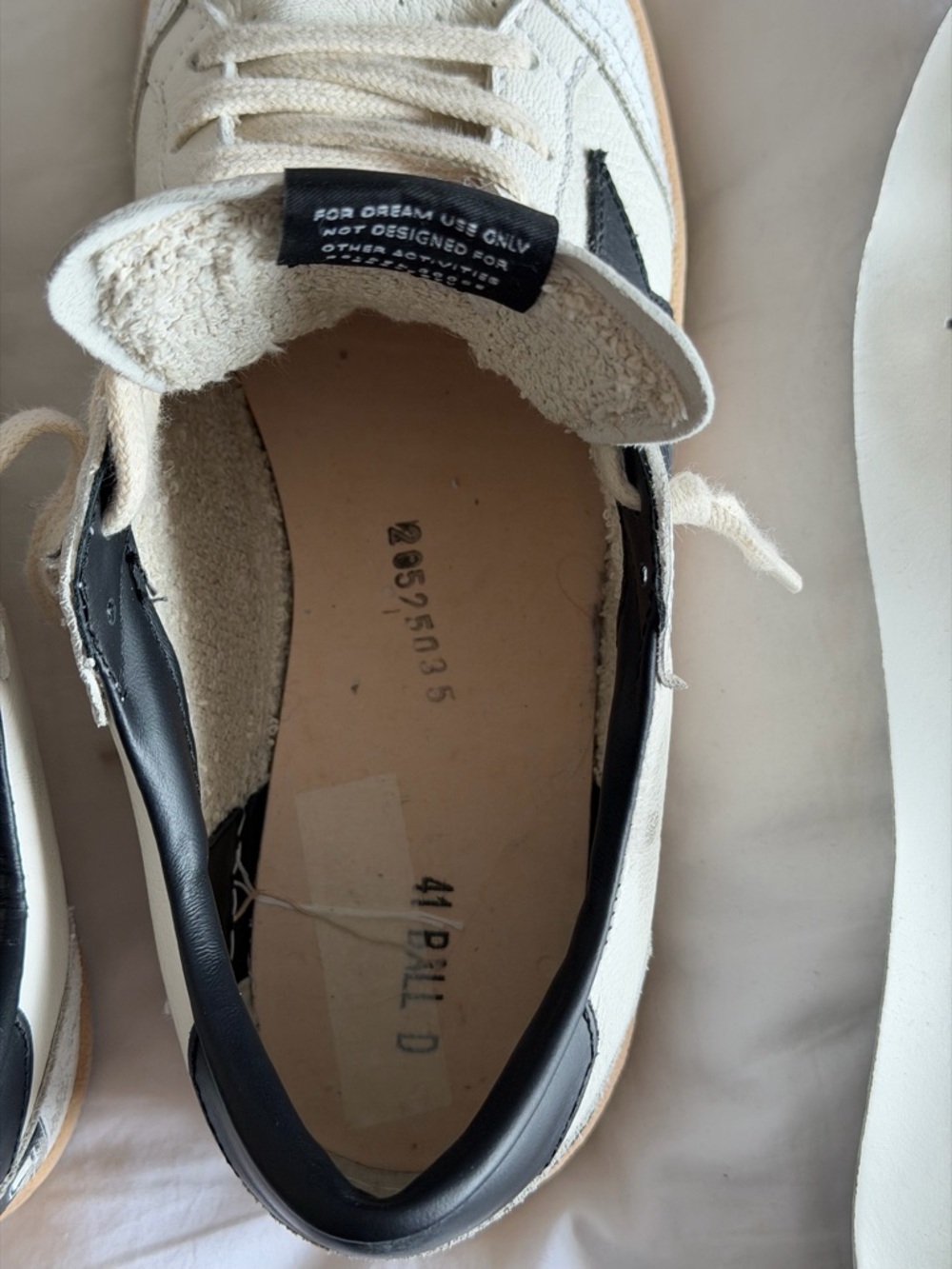 GOLDEN GOOSE Ballstar Leather Low-Top Sneakers in Off-White & Black - Picture 16 of 16